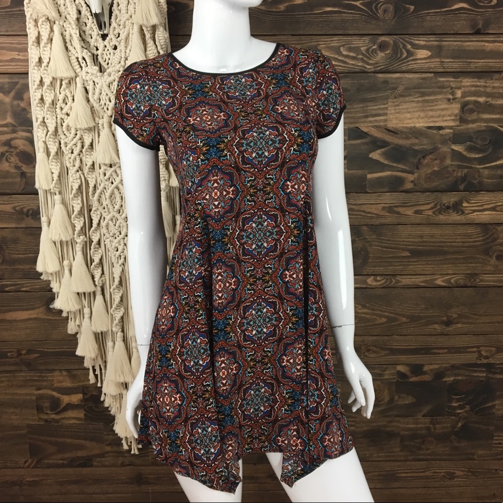 Trixxi‎ | Bohemian Printed Dress Angled Hemline